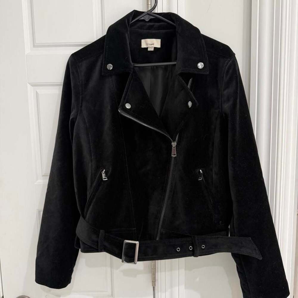 LOFT Black Velvet Moto Jacket
